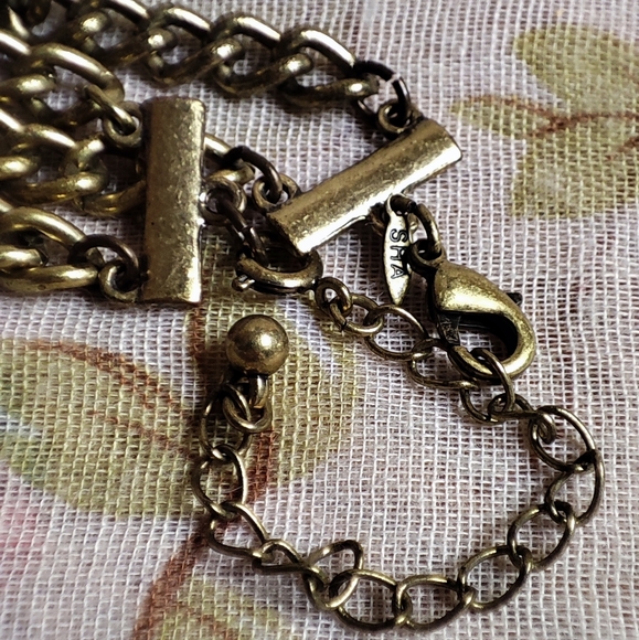 2 Strand Oxidized Brass Beaded Faux Pearl Bauble Beaded Filigree Balls Necklace - Picture 8 of 8